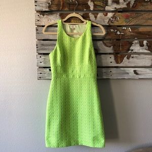 jcrew factory: neon green and cream dress